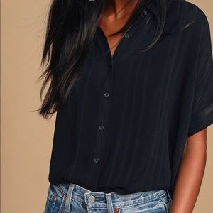 Lulus Everlee Black Striped Button-Up Top